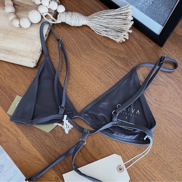 DARK GREY NWT WAIST WRAPPED BIKINI TOP - Picture 7 of 8